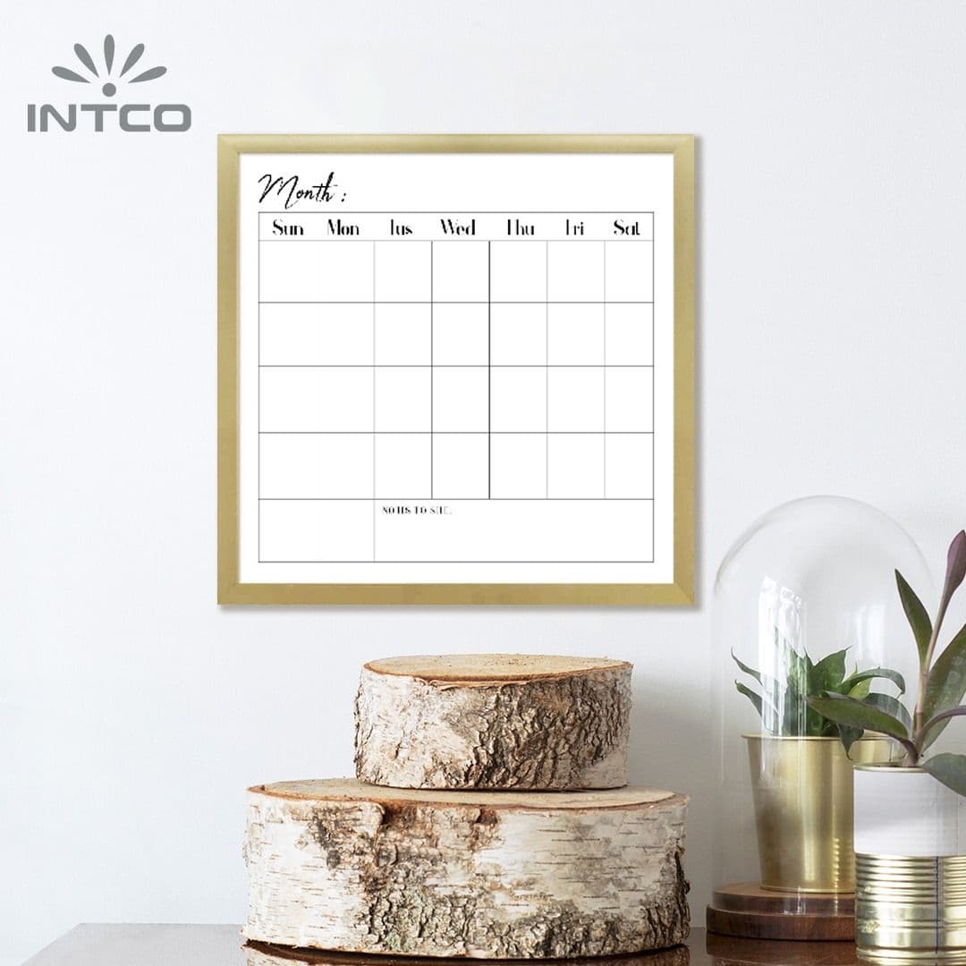 Gold Framed Weekly Calendar Dry Erase Board 16×16 in