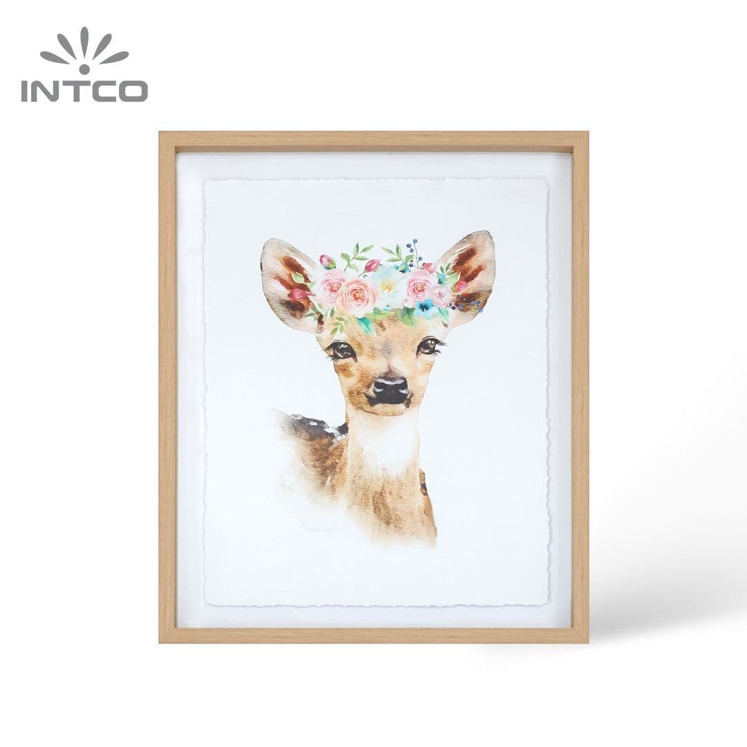 Animal Giraffe Framed Wall Art Decor Piece of 2 5