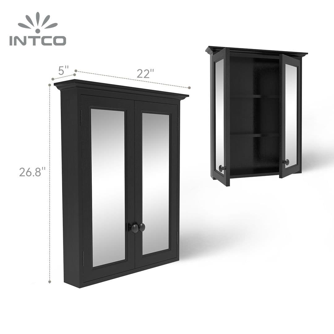 Black Rectangular Medicine Cabinet with Mirror 22×26.8 in Black Rectangular Medicine Cabinet with Mirror 22×26.8 in