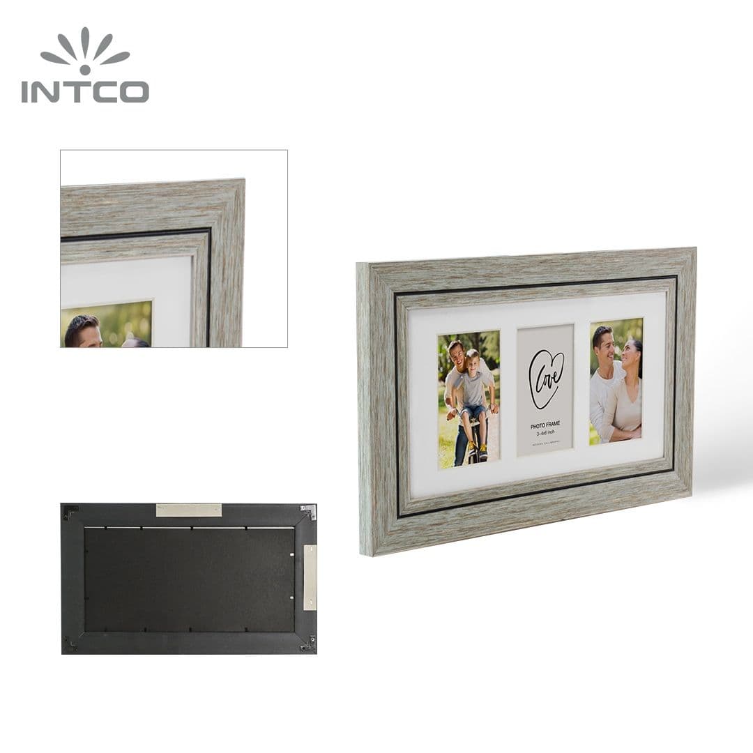 3 Opening 4×6 Collage Picture Frame Natural Plastic Picture Frames Grey Wood Grain 4