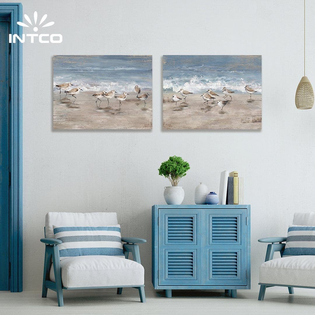 Nautical Sea Birds Landscape Wood Wall Art Decor Nautical Sea Birds Landscape Wood Wall Art Decor