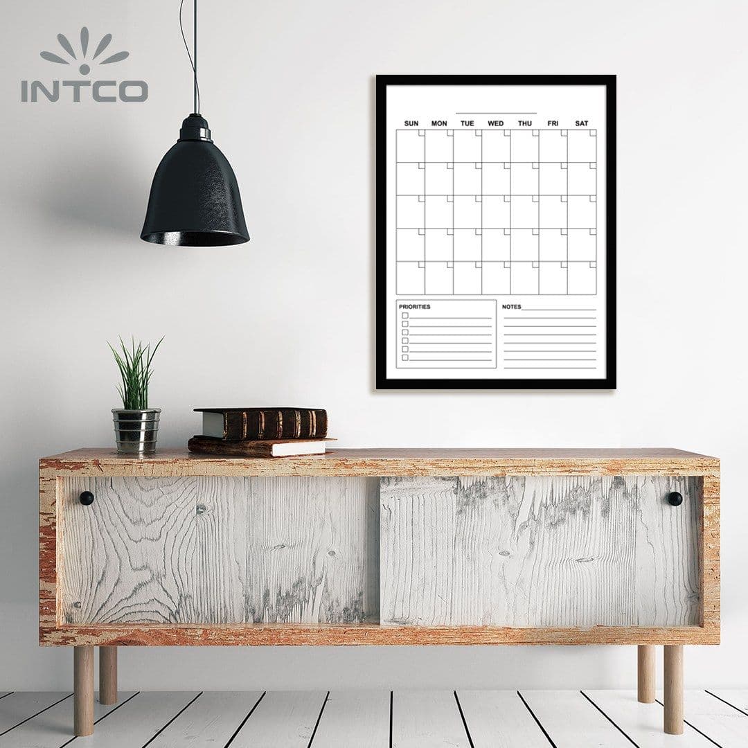 Dry Erase Wall Calendar with Black Frame 40x40cm Dry Erase Wall Calendar with Black Frame 40x40cm