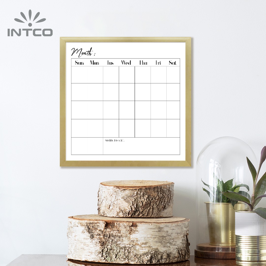 Gold Framed Weekly Calendar Dry Erase Board 16×16 in