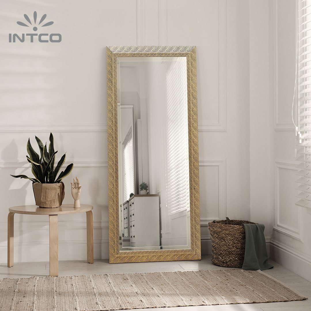 Classic Contemporary PS Framed Gold Full Length Leaner Mirror