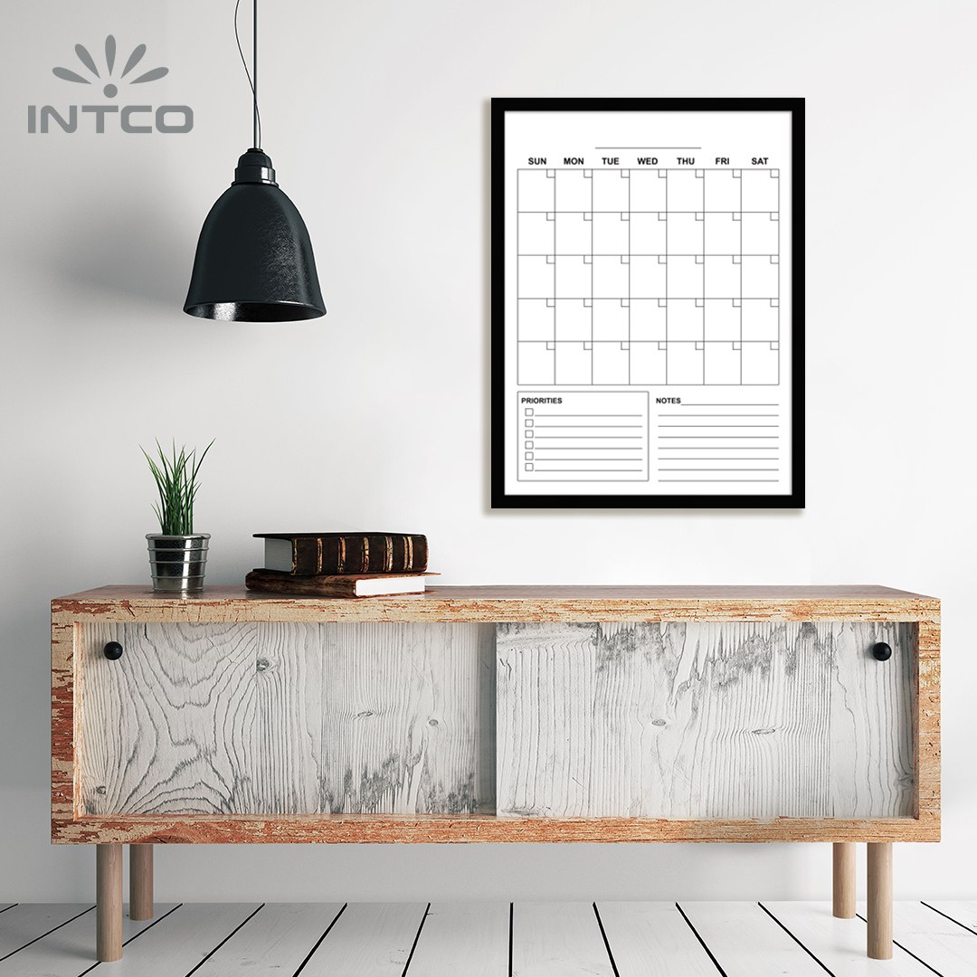 Dry Erase Wall Calendar with Black Frame 40x40cm