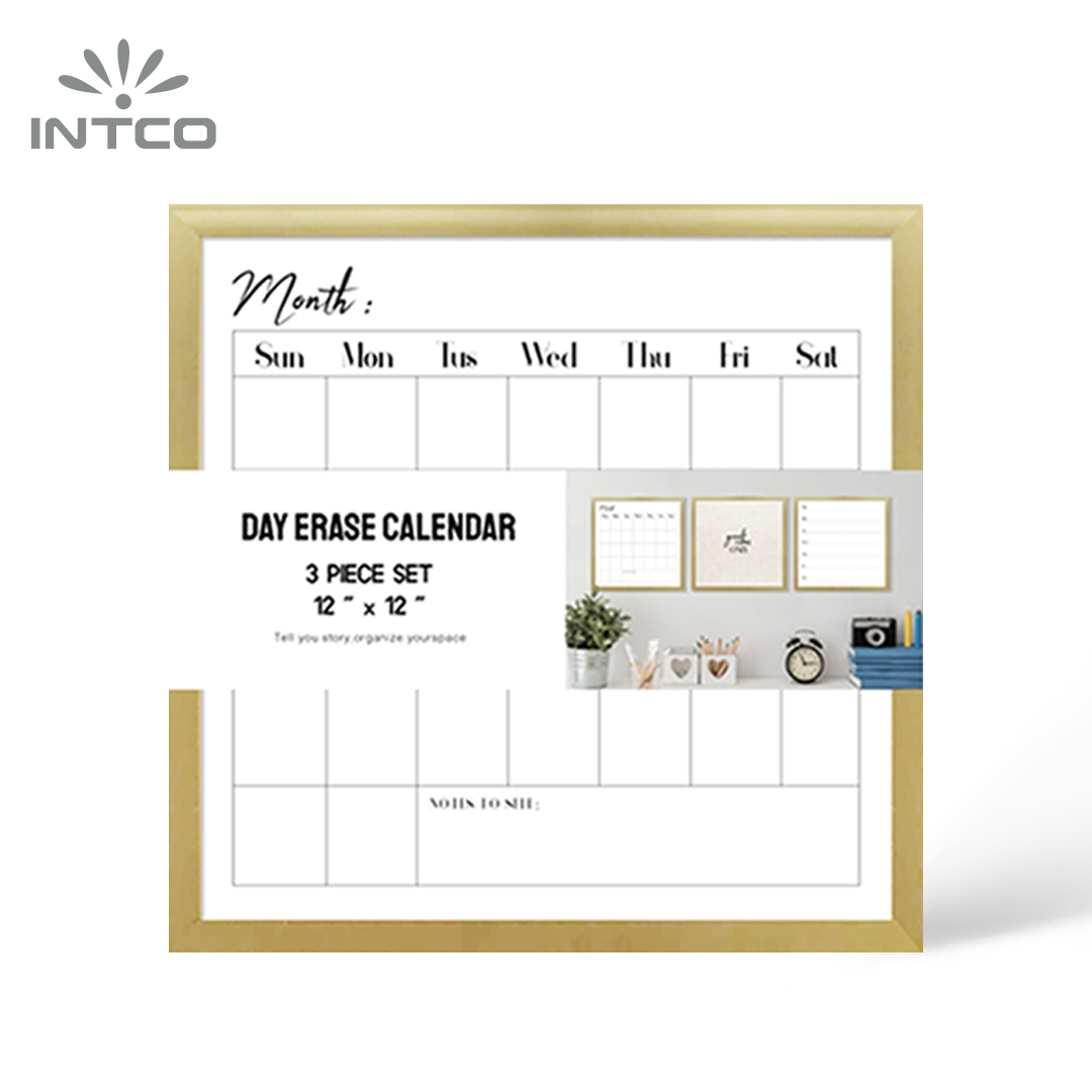 Gold Framed Weekly Calendar Dry Erase Board 16×16 in