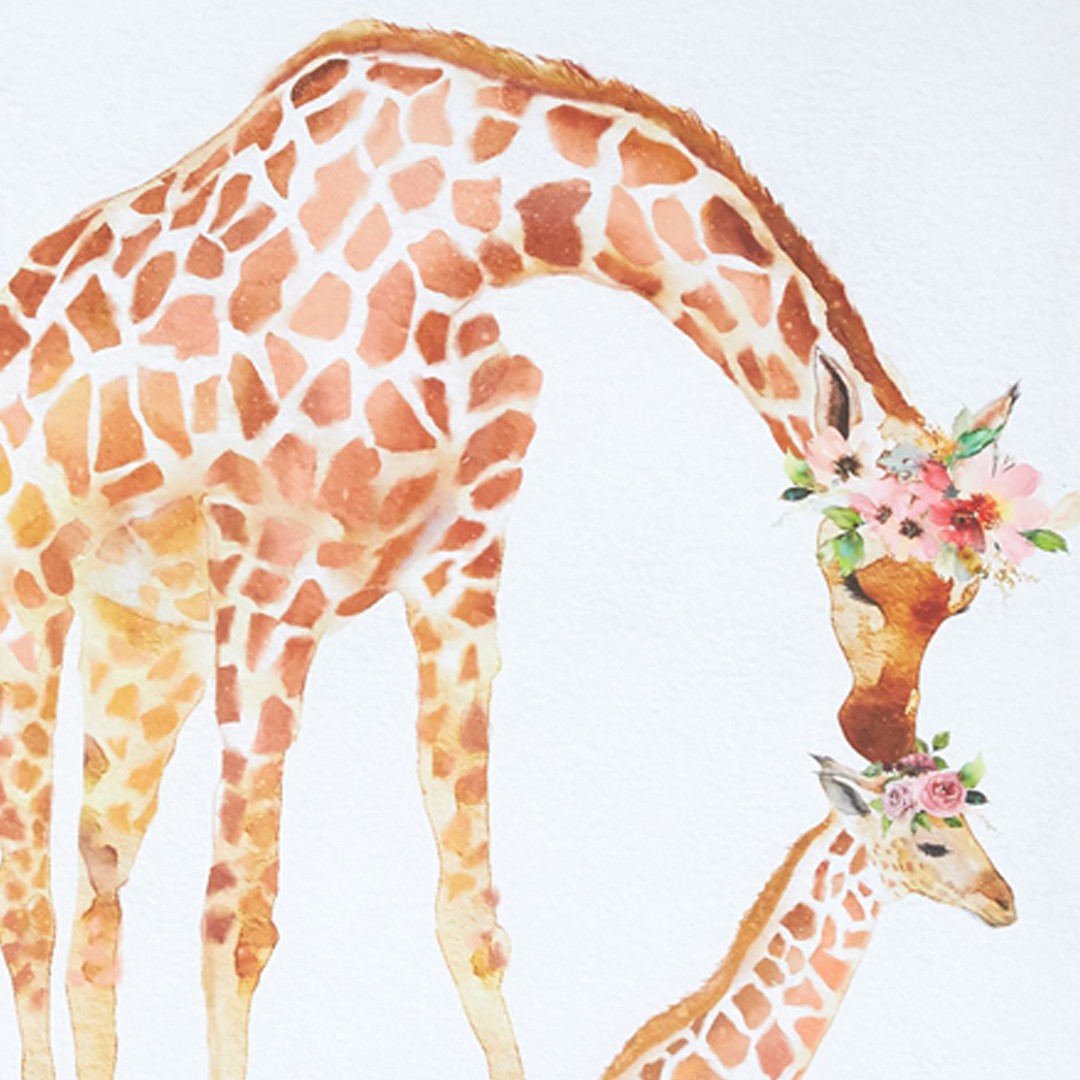 Animal Giraffe Framed Wall Art Decor Piece of 2