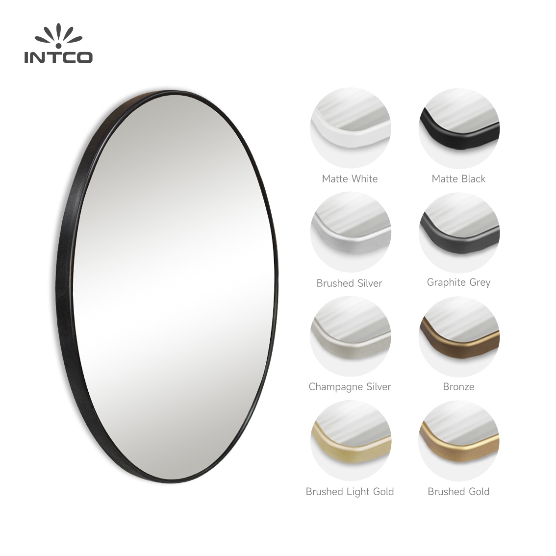 Classic Aluminum Framed Round Wall Mirror