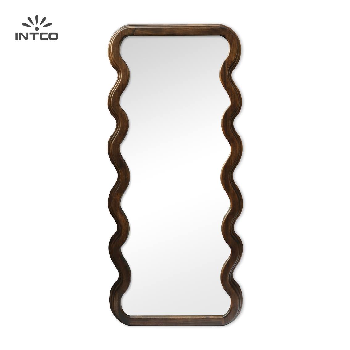 Wavy Elegance Solid Wood Leaner Mirror