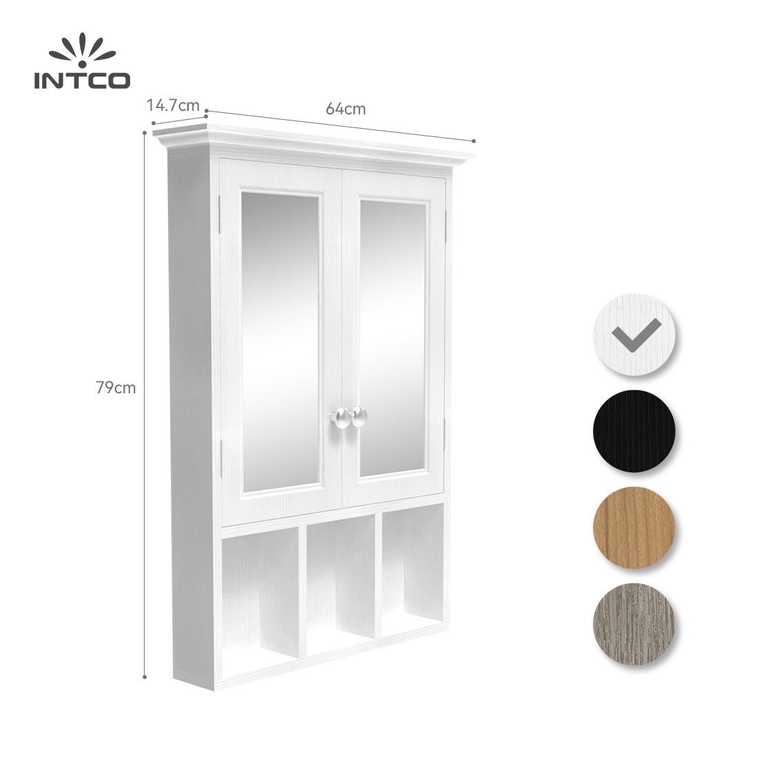 Dual Door Wall-Mounted Bathroom Cabinet with Mirror